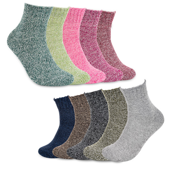 5 Pairs Thermal Socks for Women and Men, Ladies' Thermal Socks, Thick Wool Men Socks, Women's Breathable Knitted Socks, Comfortable and Secure Fit, Anti Slip Soft Winter Women Socks for Home, Christmas Gifts for Women