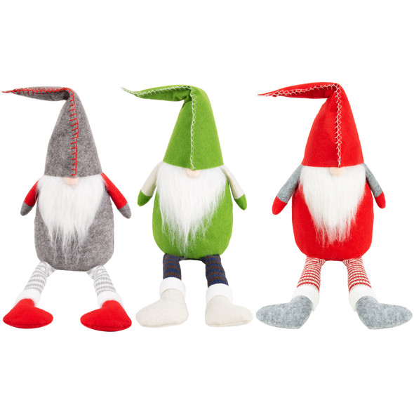 3 Pack Christmas Gnomes Decorations, Soft Christmas Gonks with Thick Long Beards, Long Legs, Tightly Sewed Swedish Christmas Decorations, Ornaments, Plush Figurines, Santa Elf, Fireplace, Home Decor