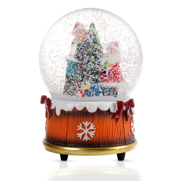 Christmas Snow Globe for Adults, Musical Snow Globe with Wind Up Function, Plays Jingle Bells Medley, Winter Snow Effect, Santa Globe Decoration, Indoor Festive Ornament