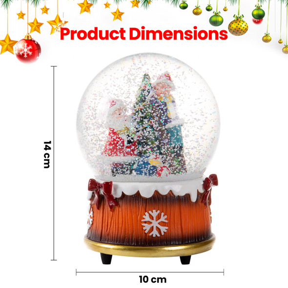 Christmas Snow Globe for Adults, Musical Snow Globe with Wind Up Function, Plays Jingle Bells Medley, Winter Snow Effect, Santa Globe Decoration, Indoor Festive Ornament