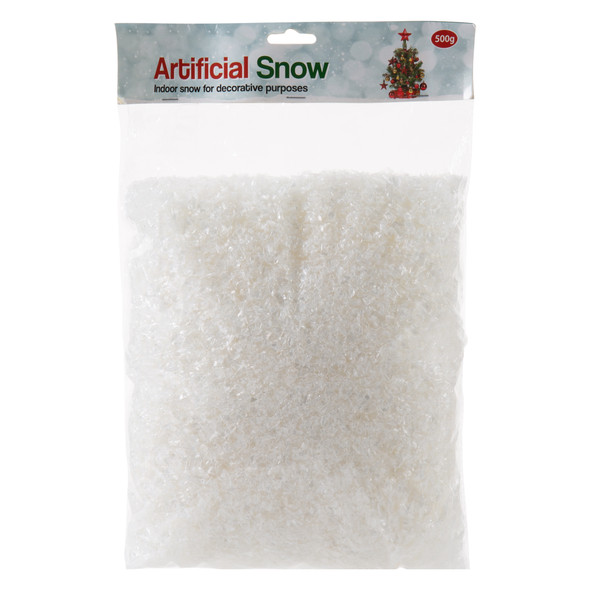 Christmas Artificial Snow for Crafts, Fake Snow Flakes, Easy to Clean, Craft Snow Decorations for Christmas, Winter Seasonal Village Displays, Party Decor, Holiday Christmas Tree Decoration, 500g