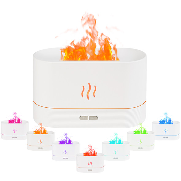 Flame Diffuser for Bedroom, Air Humidifier, 180ml Aromatherapy Diffuser, Essential Oil Diffuser with 7 LED Colour Lights, Quiet Operation, Electric Diffuser for Home, Office, Spa, Yoga