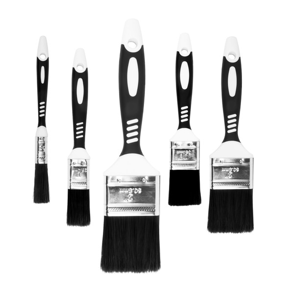 5 Pcs Paint Brush Set with No Bristle Loss, Premium Wall Paint Brush Set for Decorating, Finishing, Comfortable Grip, Furniture Paint Brush for Cleaning, Varnishing, Walls, Ceilings, Assorted Sizes