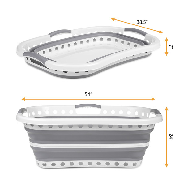 Albert Austin Silicone Collapsible Laundry Basket | Large Plastic Washing  Basket | Fold Flat Laundry Basket With Handles | Clothes Organiser Bin 