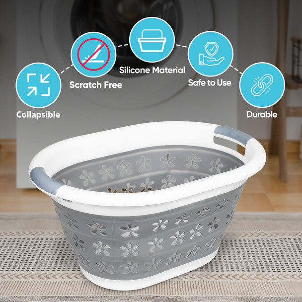 Collapsible Laundry Basket Kitchen Washing Up Bowl Silicone Bucket Storage  Organiser Indoor Outdoor Use