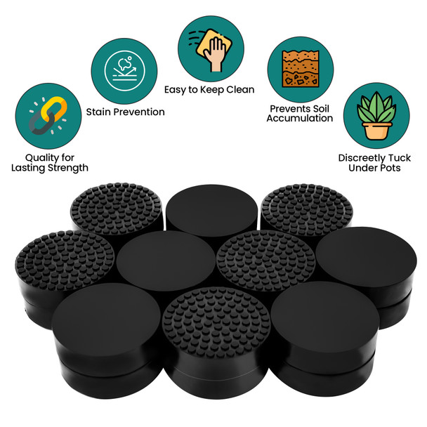 20 Pcs Garden Pot Feet for Outdoor Plant Pots, 100kg Load Capacity, EPDM Rubber Pot Feet for Plants, Enhanced Water Drainage and Non Slip, Round Pot Risers for Indoor and Outdoor Pots, Flowers