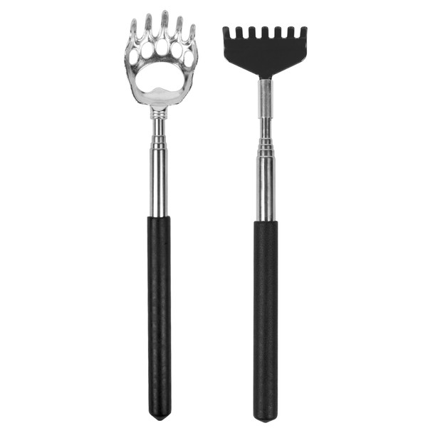 Extendable Bear Claw and Hand Finger Back Scratcher Set, Back Scratcher, Massager for Men, Women, Kids, Portable and Durable Design, Itch Relief, Retractable Back Tickler with Stainless Steel Head