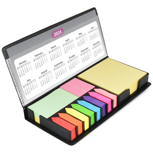 1900Pcs Sticky Notes Set with Padded Case, Vibrant Multicolour Sticky Notes, Adhesive 16 Arrow Flags and 4 Year Calendar, Organising, Indexing, Highlighting, Ideal for School, Office Work