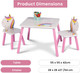 Albert Austin Wooden Kids Table And Chairs Sets | Children Table And Chairs Set | Unicorn Kids Table | Kids Chairs | Kids Furniture | Multi-Purpose Table And Chairs For Toddlers | White And Pink