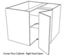 Kitchen Cabinet - Corner Base Carcase with Flat Panel Door - Varies Finishes