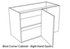 Kitchen Cabinet - Corner Blind Base Carcase with Door - Varies Finishes
