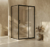 Semi Frameless Sliding Two Piece Shower Screen With Return Square L Shape Matt Black