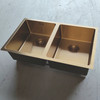 Normandy Brushed Gold Cube Double Sink, undermount or drop-in,770 with overflow Normandy Brushed Gold Cube Double Sink, undermount or drop-in,770 with overflow