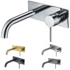 Ikon HALI Wall Mixer and Curve Spout Combination Unit - Chrome, Matt Black, Brushed Nickel,  Brushed Gold, Gun Metal Grey Ikon HALI Wall Mixer and Curve Spout Combination Unit - Chrome, Matt Black, Brushed Nickel,  Brushed Gold, Gun Metal Grey