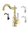Clasico Basin Mixer White Ceramic Handle in Chrome, Matt Black, Brushed Nickel, Brushed Gold Clasico Basin Mixer White Ceramic Handle in Chrome, Matt Black, Brushed Nickel, Brushed Gold