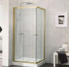 Square Semi Frameless Double Sliding Door Shower Screen Brushed Gold or Gun Metal Grey 