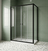 Semi Frameless Double Sliding Door Shower Screen Black  Wall to wall OR L shape