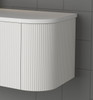 Satin White Curve Rouned Fluted Corner 1500 Mm Vanity - Optional Stone Bench Top - ALL DRAWERS