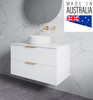 Cottage TWIN 750 mm Satin White Wall Mount Vanity - Optional Stone Benchtop