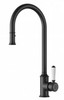 Clasico Pull-out Sink Mixer White Ceramic Handle in Matt Black 