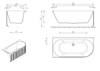 Corinthian Fluted Corner Free Standing Bathtub - GLOSS WHITE 1500 1700