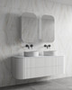 Satin White Curve Rouned Fluted Corner TWIN 1800 mm Vanity - Optional Stone Bench Top - ALL DRAWERS