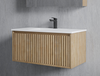 Meadow Oak Convex Reeded Dowel 900 mm Wall Hung Vanity - Optional Stone Bench Top - ALL DRAWER