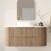 Shore Wall Hung Curve Vanity Polytec Finish, Bench Top & Basin - Two Height Option