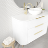 Shore Freestanding Curve Vanity Polytec Finish, Bench Top & Basin - On Legs
