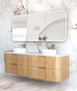 Havana Fluted 1800mm Sable Walnut Wall Hung Curve Vanity