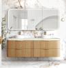 Havana Fluted 1800mm Sable Walnut Wall Hung Curve Vanity