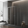 Semi Frameless Corner Double Sliding Door Shower Screen - Chrome 