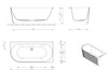 FS77 1500mm & 1700mm Fluted corner bathtub