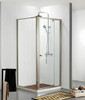 Semi Frameless Pivot Hinged Door Shower Screen - L SHAPE - Brushed Nickel, Light Gold, Gun Metal