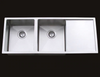 Cube Square Double Sink with Round Corner and Drainer Board 1110x450x225mm