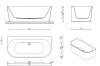 Fluted  Back To Wall Oval Free Standing Bath Gloss White  （ off set waste ） 