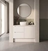 Wall to Wall Vanity 1090  mm to 1180 mm Evolution Tall - Satin White -  Optional Benchtop
