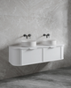 Satin White Seaford 1500mm Curved Wall-Hung Vanity | All-Drawer & Optional Stone Top