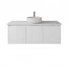 Cottage V-Groove White Shaker Wall Mount 1200 mm Vanity - Optional Stone Bench