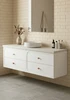 Marius 1500mm Wall Hung Bathroom Vanity | Hampton Shaker Satin White - Optional Bench