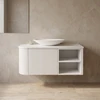 Wave Half Curve Wall Mounted Vantiy 700 - 890mm with Open Shelf | Optional Open Shelf