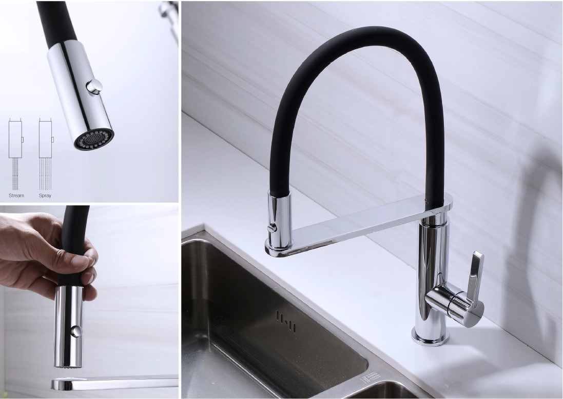 Nero Rit Vegie Spray Sink Mixer Black Chrome Renovation D