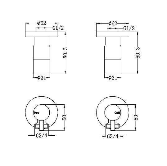NERO Washing Machine Tap Set Chrome, Brushed Champagne Gold, Brushed Nickel, Gunmetal Grey