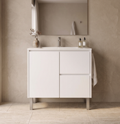 Evolution Tall Vanity 900mm - Satin White Polyurethane