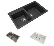 Carysil QUARTZ Kitchen Sink - Drop In or Under Mount - Double Bowl 860 x 500