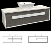 Blitz Vanity with Stone Top & Bench-top Basin - Size: 600 750 900 1200 1500 & 1800mm