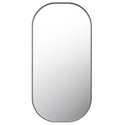 Matte Black Metal Framed Rectangular Mirror With Round Corner