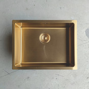 Normandy Brushed Gold Cube Single Sink Undermount or Drop-In 590 with Overflow Normandy Brushed Gold Cube Single Sink Undermount or Drop-In 590 with Overflow