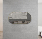 OTTI Metal Framed Round Mirror 1200X600 mm [Matt Black | Brushed Gold OTTI Metal Framed Round Mirror 1200X600 mm [Matt Black | Brushed Gold