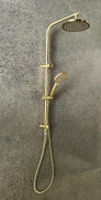 Brushed Gold Round Twin Shower Combination - Lollypop No.2 - Back Inlet